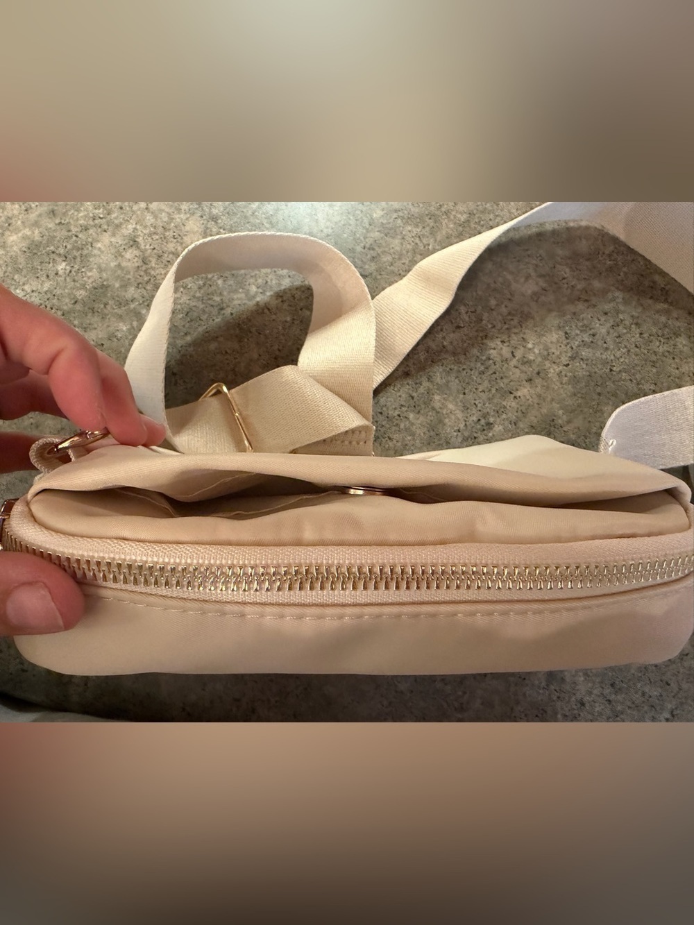 Cream Crossbody Bag with Gold Accent - Picture 2 of 3